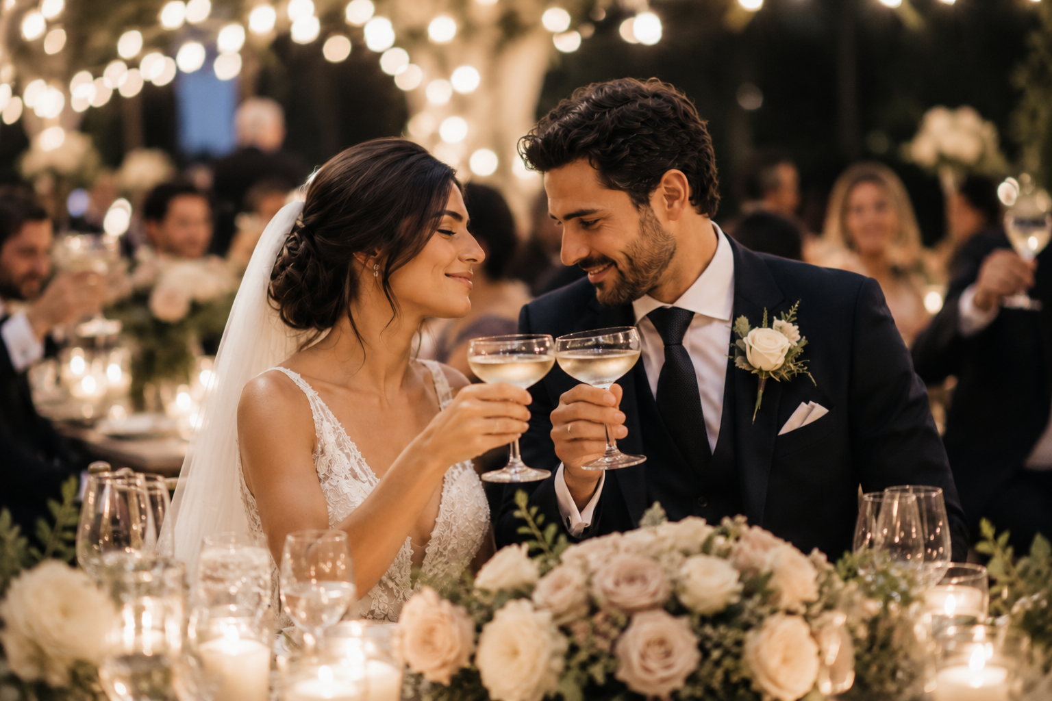 Brindis de los novios durante la recepción